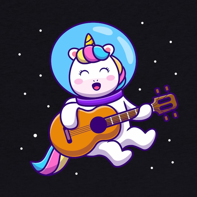 Cute Unicorn Astronaut Playing Guitar by Catalyst Labs